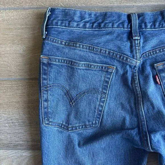 Levi's 501 Men Size 27 Jeans Distressed Button Fly Denim Raw Edge Cropped - Picture 14 of 16